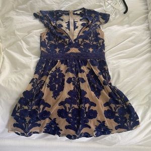 For Love and Lemons, Temecula floral overlay dress, blue